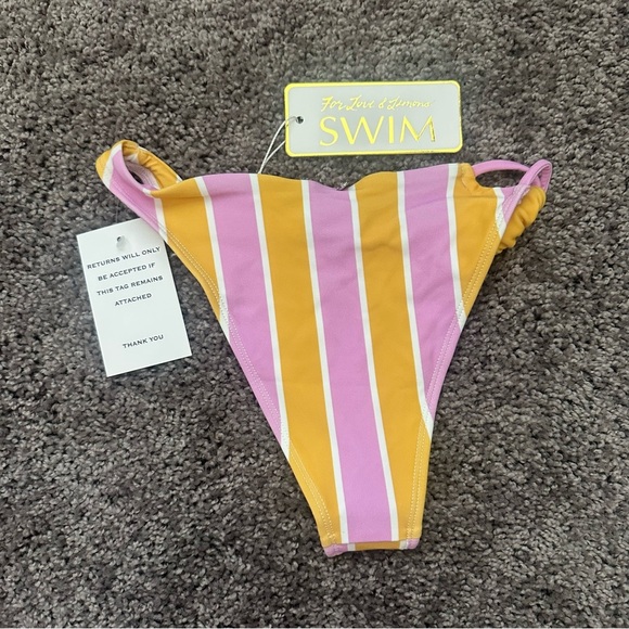 NWT For Love & Lemons Pink Orange Striped Bikini Bottoms Size Extra Small XS - Picture 3 of 5